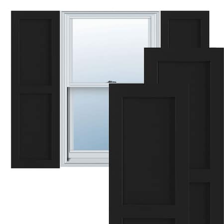 EKENA MILLWORK True Fit PVC Two Equal Flat Panel Shutters, Black, 15"W x 25"H TFP101FPF15X025BL